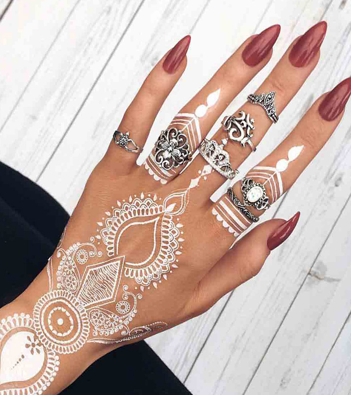 If you are looking for an exclusive henna design then look no further than white henna that will give a sparkling white look to the designs.