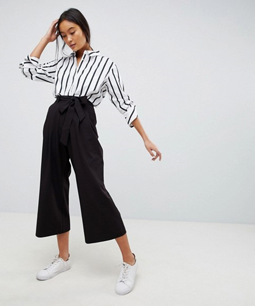 Culottes And Striped Shirt
