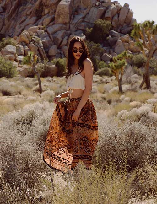 Bohemian Style Skirt And Crop Top