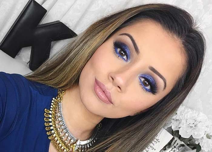 Royal Blue Eye Makeup For Hazel Eyes Brown Hair Female