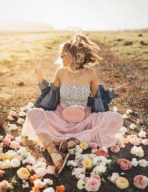 Ruffled Skirt And Denim Jacket