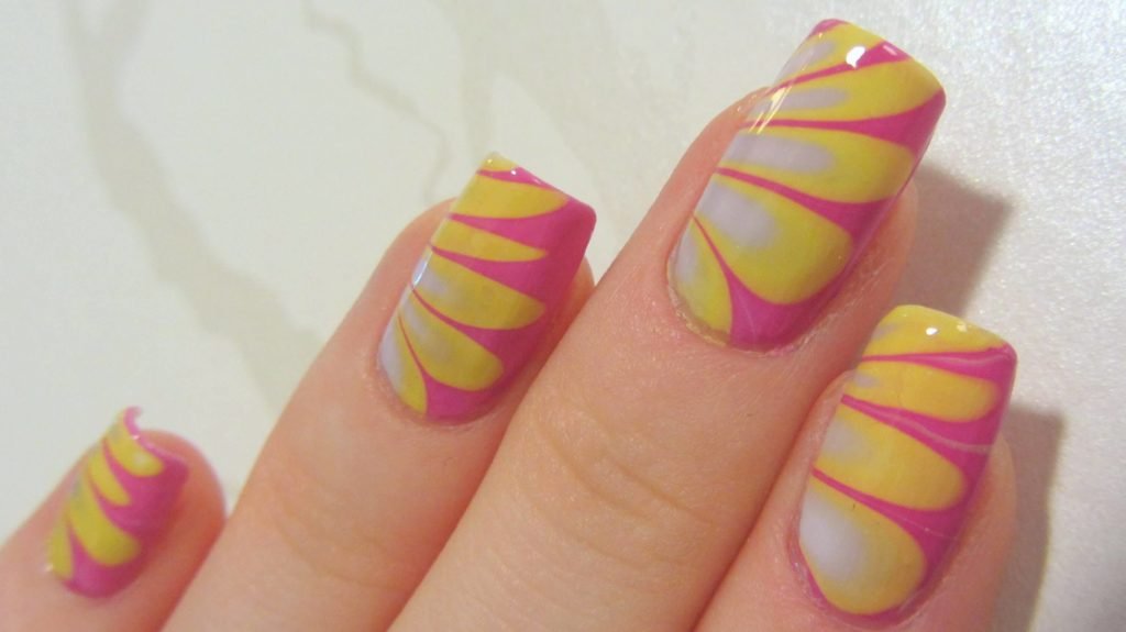 Diagon-Alley Pink And Yellow Nail Art