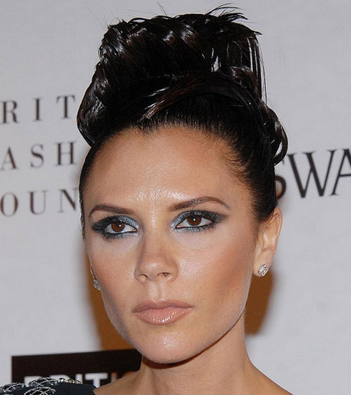 Victoria Beckham Gelled Updo Hairstyles