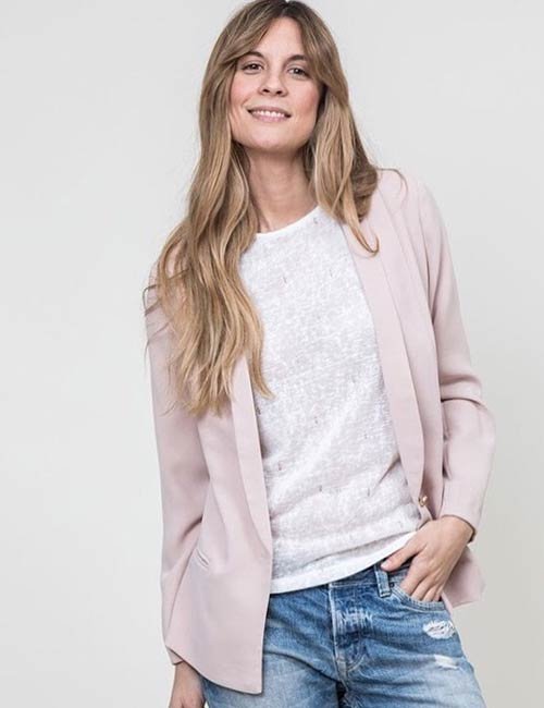 Pink Blazer And A White Shirt