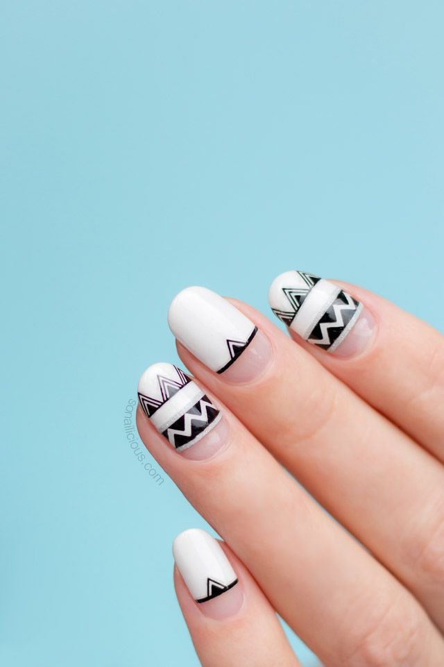 Striped Aztec Nail Art