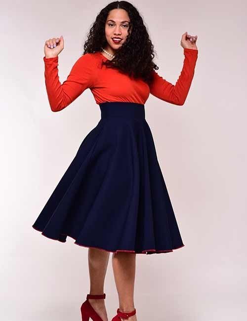 Navy Blue Skater Skirt