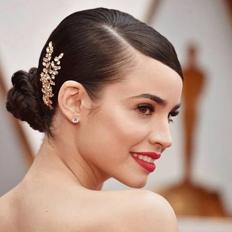 Slick Back Bun Hairstyle For Wedding