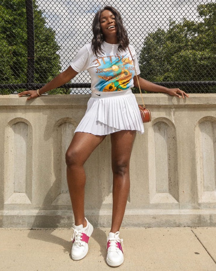 Graphic Tee And Plus Size Tennis Skirt